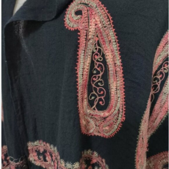 MoMA Black & Multicolor Wool Fringed Shawl, 30x68, EUC - Picture 2 of 6